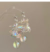 1 Pair Elegant Flower Artificial Crystal Drop Earrings