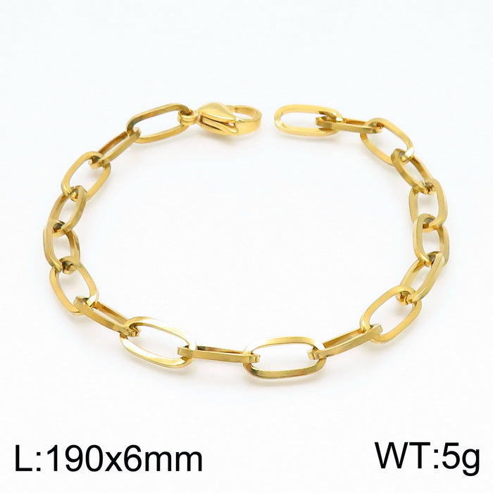 Basic Simple Style Solid Color Stainless Steel 18k Gold Plated Unisex Bracelets