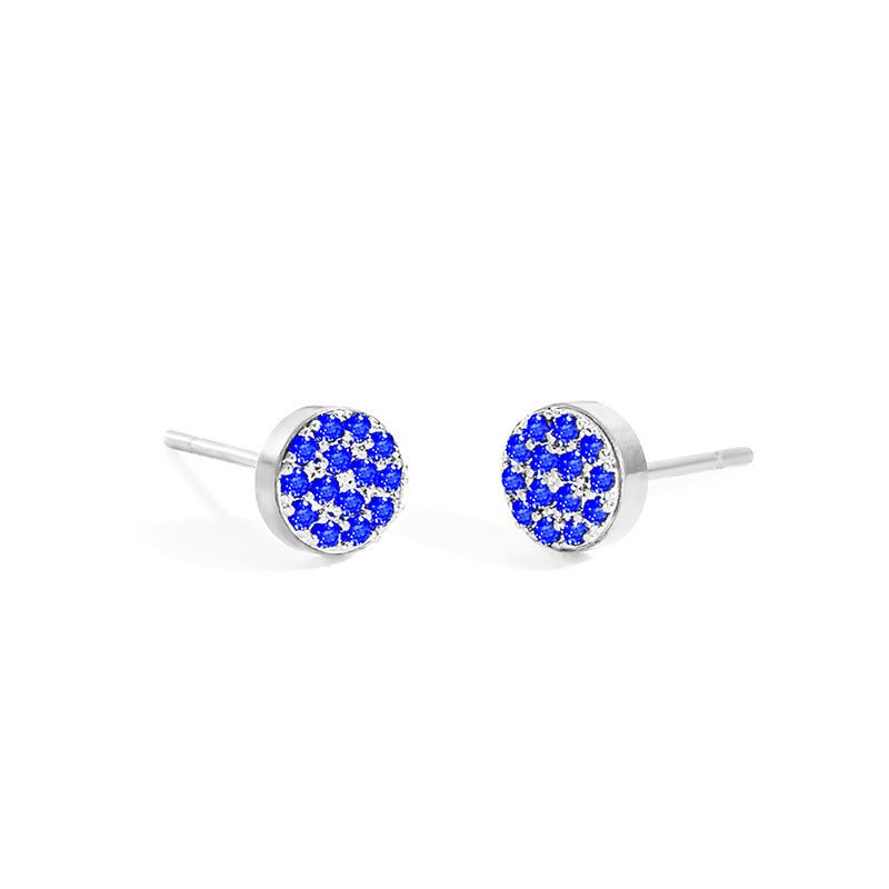 Simple Style Round Stainless Steel Inlay Artificial Diamond Ear Studs 1 Pair