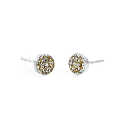 Simple Style Round Stainless Steel Inlay Artificial Diamond Ear Studs 1 Pair