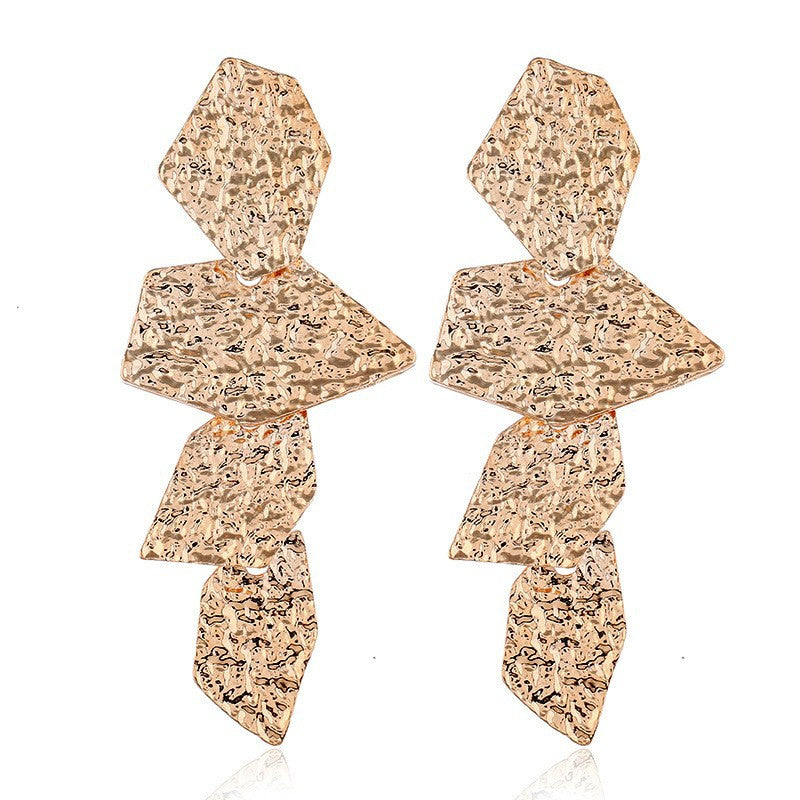 1 Pair Retro Exaggerated Leaf Heart Shape Butterfly Plating Hollow Out Metal Drop Earrings