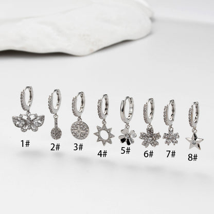 1 Piece Simple Style Korean Style Geometric Flower Butterfly Plating Inlay Stainless Steel Zircon 18k Gold Plated Ear Studs