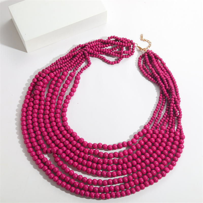 Basic Modern Style Classic Style Solid Color Wooden Beads Wholesale Necklace