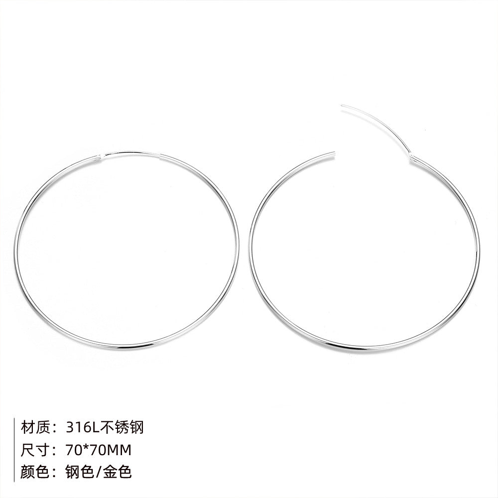 Fashion Stainless Steel Ear Hoop Simple Gold-plated Earrings Ear Accessories For Women Wholesale