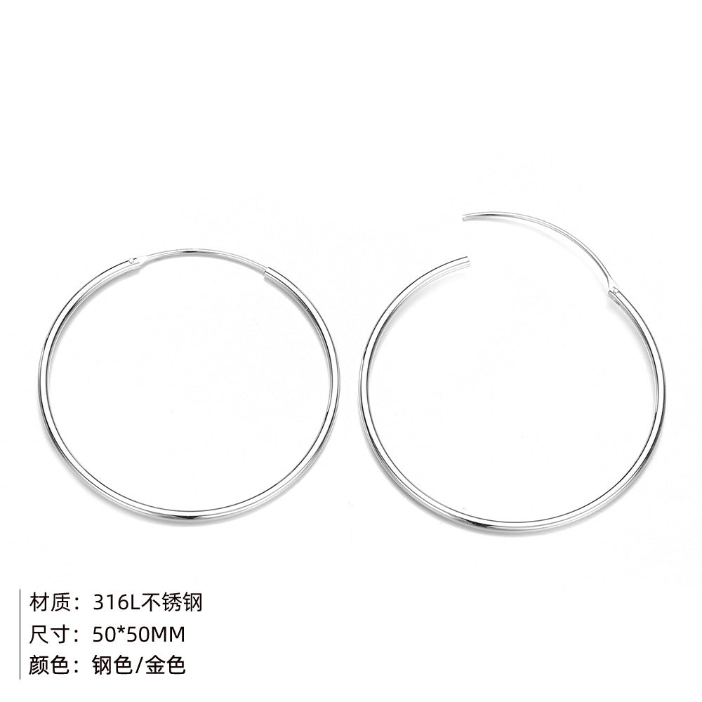 Fashion Stainless Steel Ear Hoop Simple Gold-plated Earrings Ear Accessories For Women Wholesale