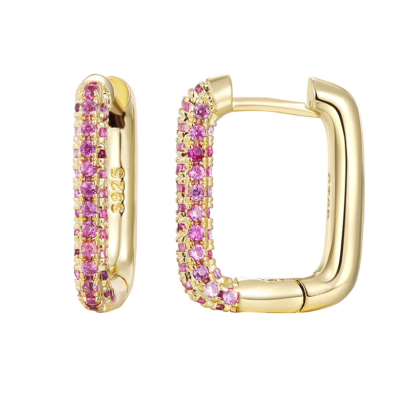 1 Pair Elegant Rectangle Plating Inlay Copper Zircon White Gold Plated Gold Plated Earrings