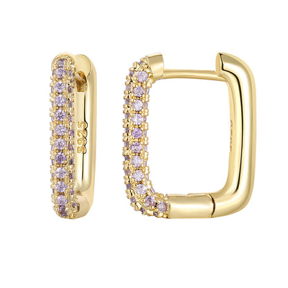 1 Pair Elegant Rectangle Plating Inlay Copper Zircon White Gold Plated Gold Plated Earrings