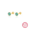 1 Pair Lady Flower Inlay Sterling Silver Zircon 18k Gold Plated White Gold Plated Ear Studs