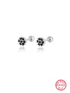 1 Pair Lady Flower Inlay Sterling Silver Zircon 18k Gold Plated White Gold Plated Ear Studs