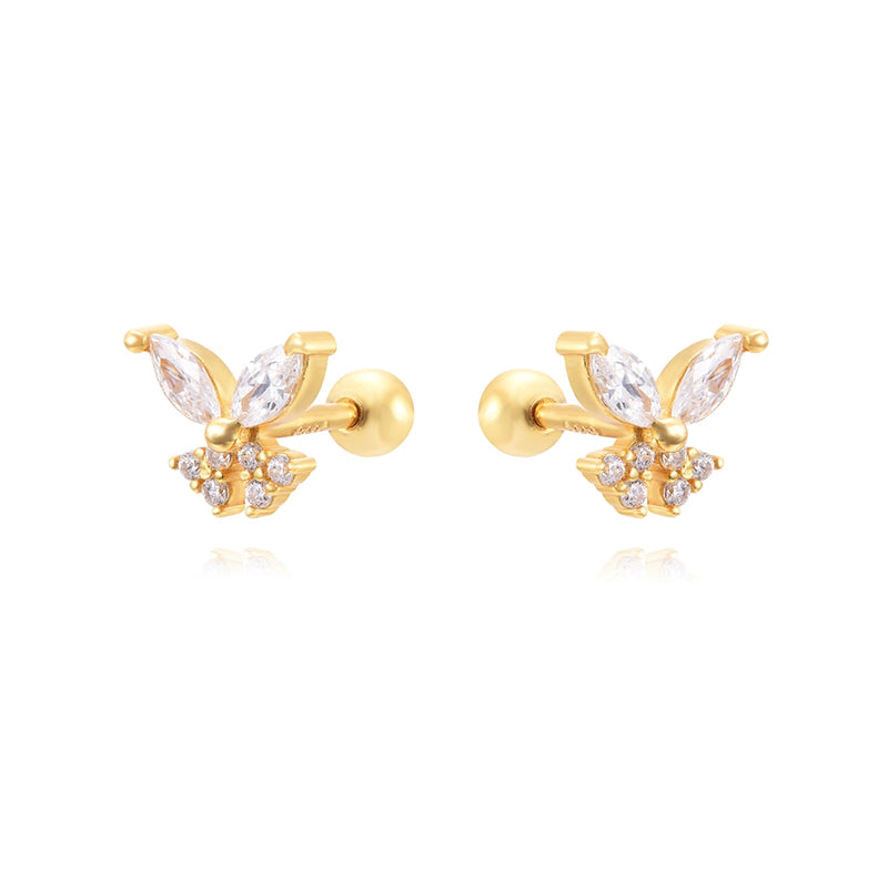 1 Pair Ig Style Classic Style Korean Style Flower Snake Butterfly Plating Inlay Copper Zircon White Gold Plated Gold Plated Ear Studs