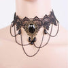 Lolita Plaid Water Droplets Lace Inlay Rhinestones Women's Choker