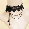 Lolita Plaid Water Droplets Lace Inlay Rhinestones Women's Choker