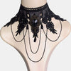 Lolita Plaid Water Droplets Lace Inlay Rhinestones Women's Choker