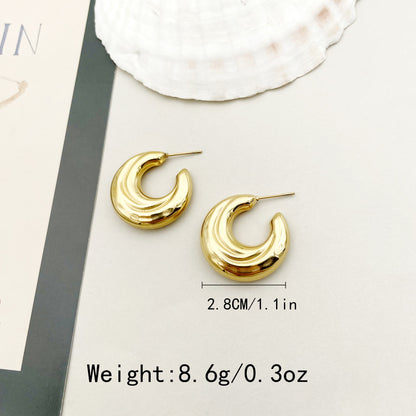 1 Pair Nordic Style Commute Spiral Stripe Enamel Plating Stainless Steel Gold Plated Ear Studs