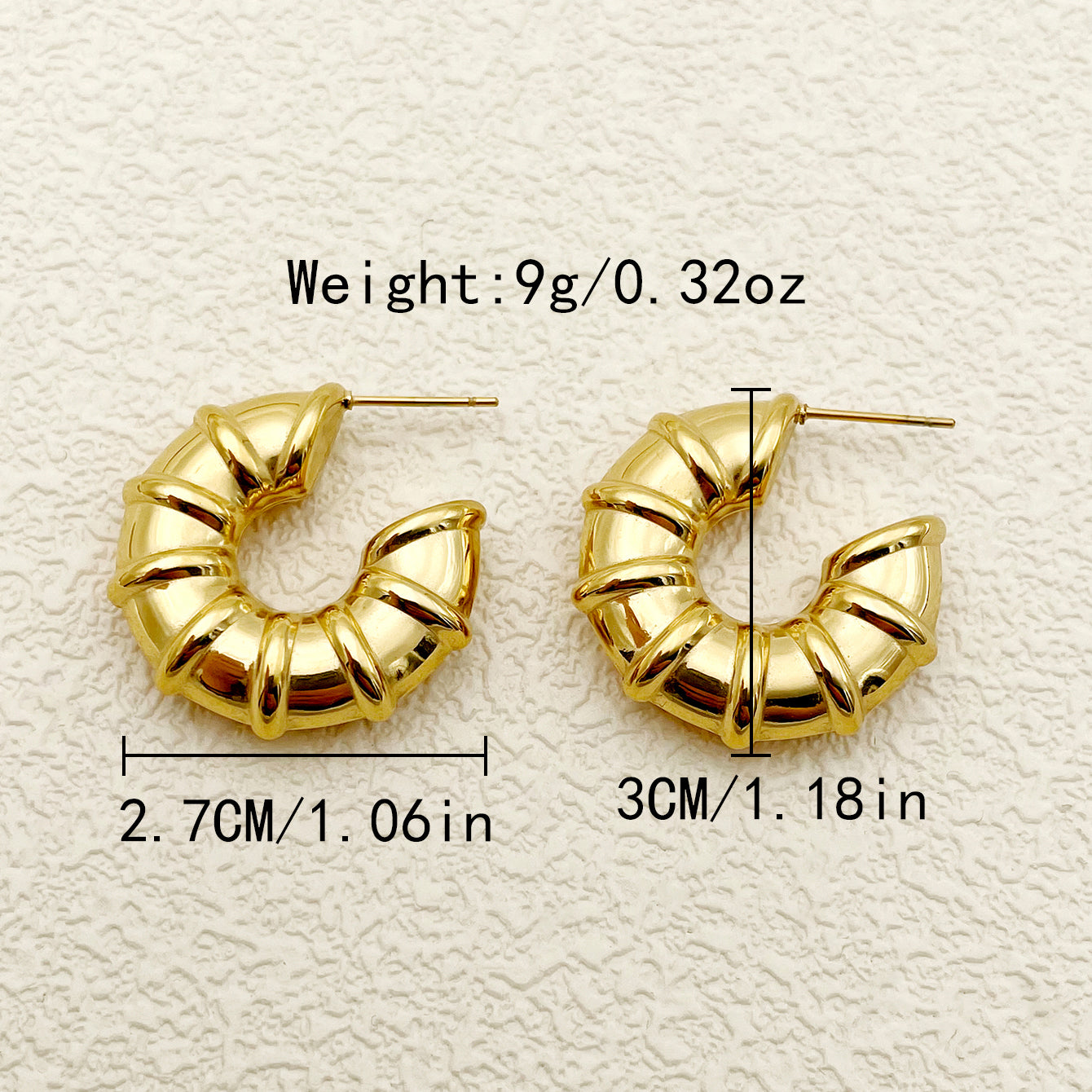 1 Pair Simple Style Commute Horns Plating Stainless Steel Gold Plated Ear Studs