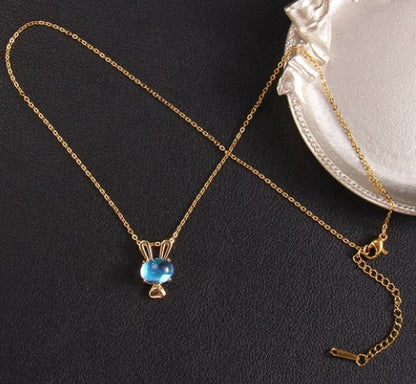 Simple Style Cartoon Character Heart Shape Bow Knot Copper Inlay Zircon Pendant Necklace