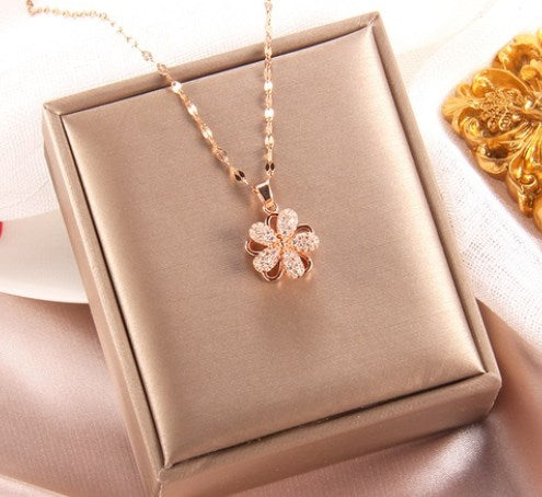 Simple Style Cartoon Character Heart Shape Bow Knot Copper Inlay Zircon Pendant Necklace