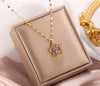 Simple Style Cartoon Character Heart Shape Bow Knot Copper Inlay Zircon Pendant Necklace