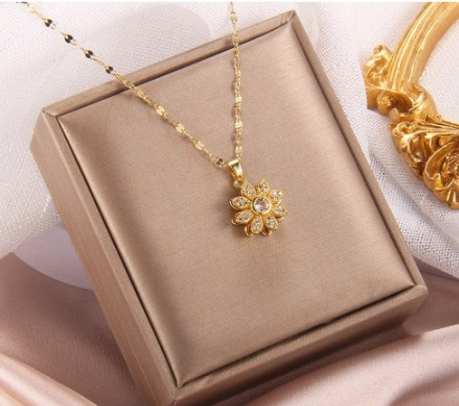 Simple Style Cartoon Character Heart Shape Bow Knot Copper Inlay Zircon Pendant Necklace