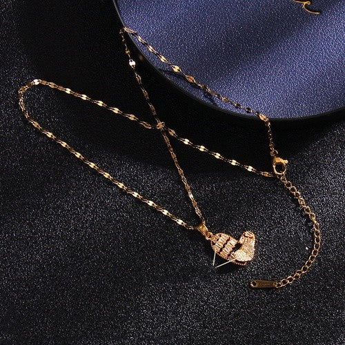 Simple Style Cartoon Character Heart Shape Bow Knot Copper Inlay Zircon Pendant Necklace