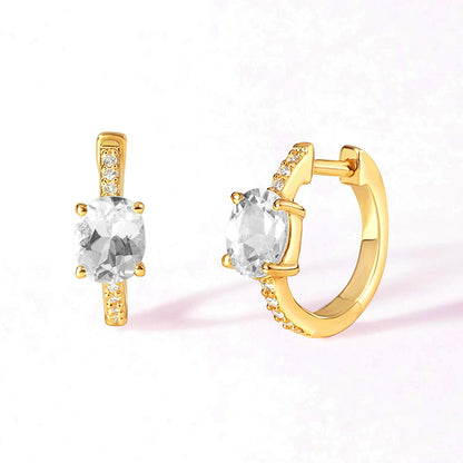 1 Pair Ig Style Shiny Oval Plating Inlay Copper Zircon White Gold Plated Gold Plated Earrings