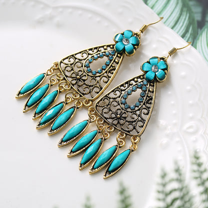 Ethnic Hollow Geometric Diamond Fashion Drop Earrings Wholesale