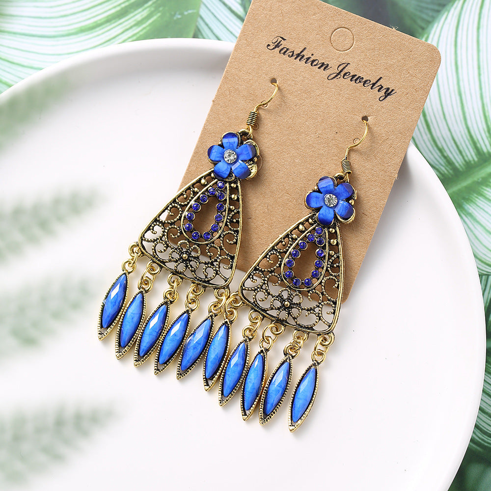 Ethnic Hollow Geometric Diamond Fashion Drop Earrings Wholesale