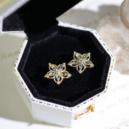 1 Pair Simple Style Flower Inlay Sterling Silver Zircon Ear Studs