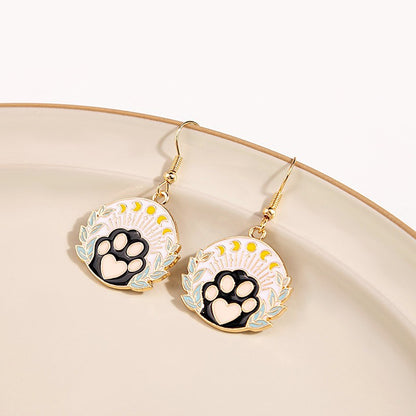 1 Pair Cute Cat Enamel Alloy Drop Earrings