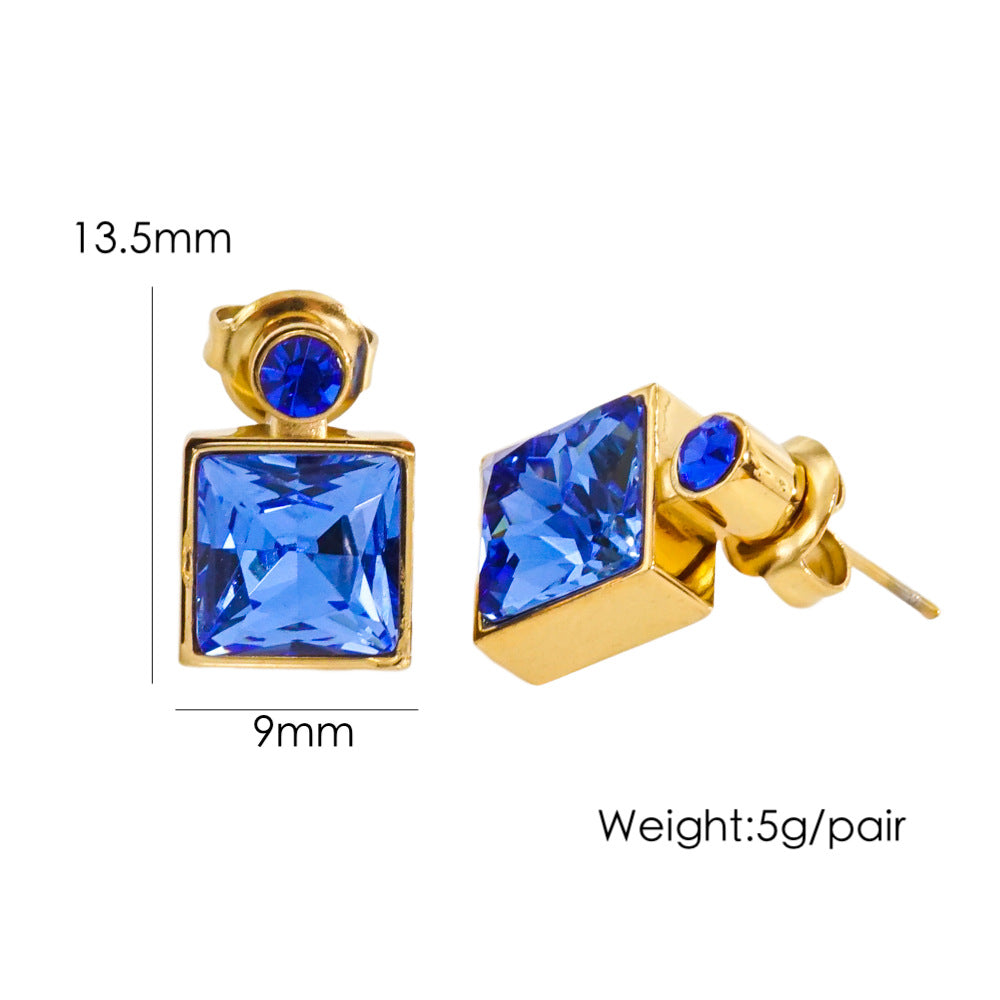 1 Pair Luxurious Square Plating Inlay Stainless Steel Titanium Steel Zircon 14k Gold Plated Drop Earrings