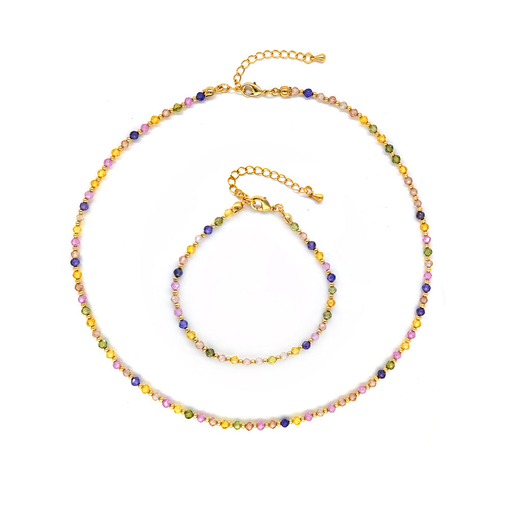 Modern Style Color Block 18k Gold Plated Mixed Materials Wholesale Bracelets Necklace