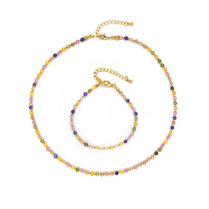 Modern Style Color Block 18k Gold Plated Mixed Materials Wholesale Bracelets Necklace