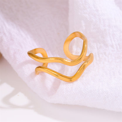 Simple Style Roman Style Cross Round Stainless Steel Plating 18k Gold Plated Open Rings