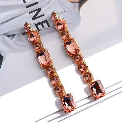 1 Pair Ethnic Style Geometric Metal Plating Inlay Artificial Gemstones Women's Drop Earrings