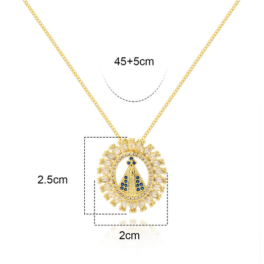 Elegant Lady Geometric Copper Inlay Zircon Pendant Necklace