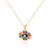 Ig Style Devil's Eye Brass Enamel Plating Inlay Zircon 18k Gold Plated Pendant Necklace