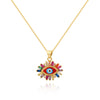 Ig Style Devil's Eye Brass Enamel Plating Inlay Zircon 18k Gold Plated Pendant Necklace