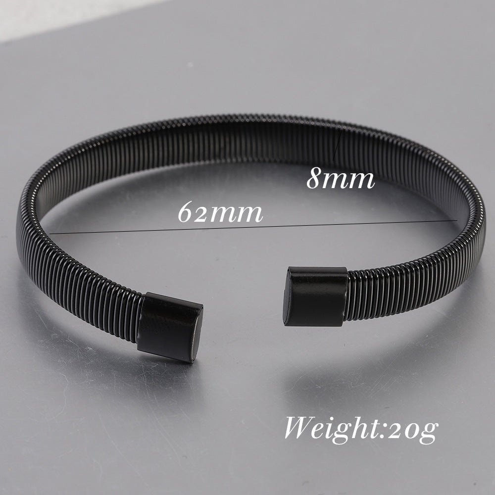 Simple Style Solid Color Titanium Steel Plating Cuff Bracelets