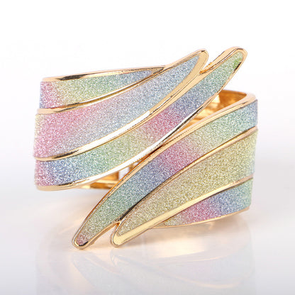 Ig Style Simple Style Solid Color Wings Alloy Metal Inlay Rhinestones Women's Bangle