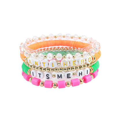 Bohemian Simple Style Letter Colorful Heart Shape Soft Clay Wholesale Bracelets