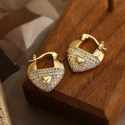 1 Pair Sweet Simple Style Heart Shape Plating Inlay Copper Zircon 18k Gold Plated Earrings