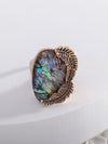 Glam Ethnic Style Shiny Leaves Alloy Plating Inlay Acrylic Shell 18k Gold Plated Women's Rings