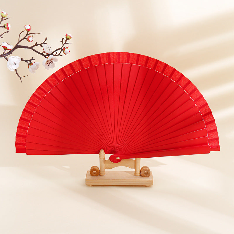 Spanish Plain Pure Wood Folding Fan Female Modern Simple Fan Props Classical Solid Color Folding Fan Folding Fan Wholesale