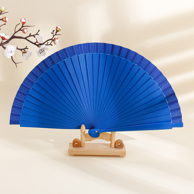 Spanish Plain Pure Wood Folding Fan Female Modern Simple Fan Props Classical Solid Color Folding Fan Folding Fan Wholesale