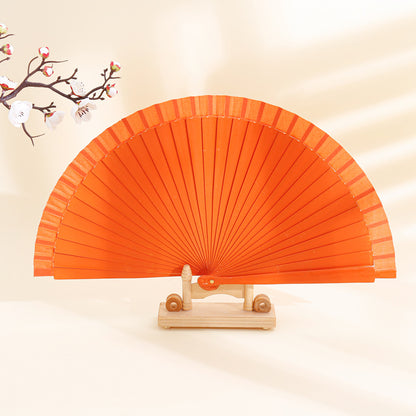 Spanish Plain Pure Wood Folding Fan Female Modern Simple Fan Props Classical Solid Color Folding Fan Folding Fan Wholesale