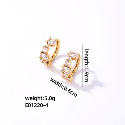 1 Pair Casual Vintage Style Simple Style Geometric Plating Inlay Copper Zircon White Gold Plated Gold Plated Ear Clip Earrings