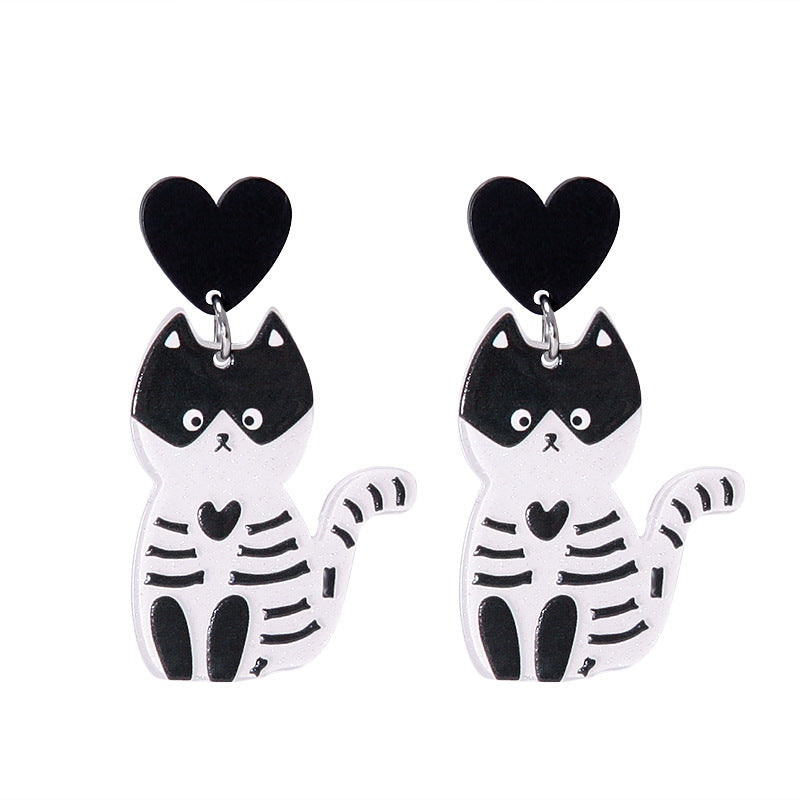 1 Pair Funny Cat Printing Arylic Earrings