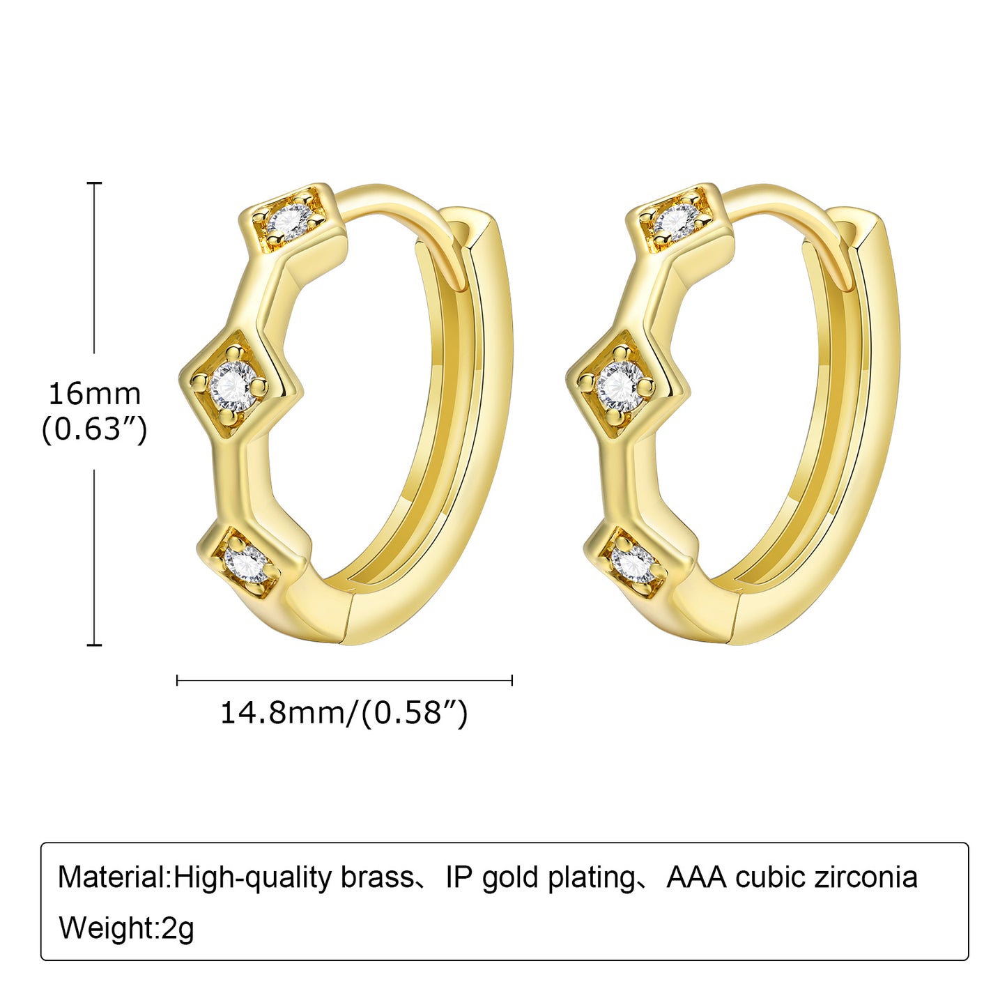 1 Pair Vintage Style Simple Style Geometric Plating Inlay Stainless Steel Zircon Gold Plated Earrings