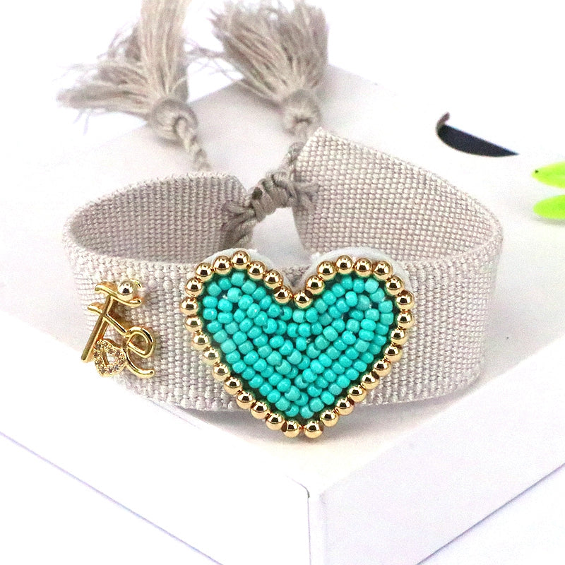 Beach Heart Shape Glass Plating 18k Gold Plated Women's Bangle