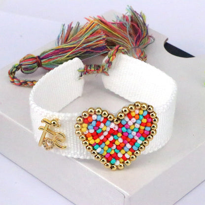 Beach Heart Shape Glass Plating 18k Gold Plated Women's Bangle